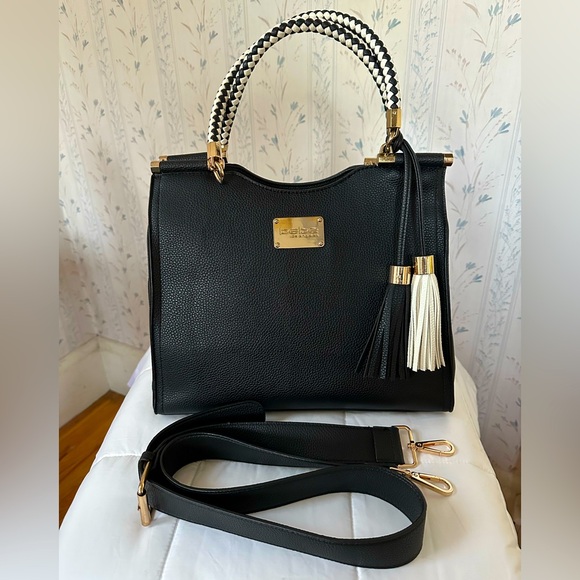 Bebe Black Tote with Gold Accents - Picture 1 of 15